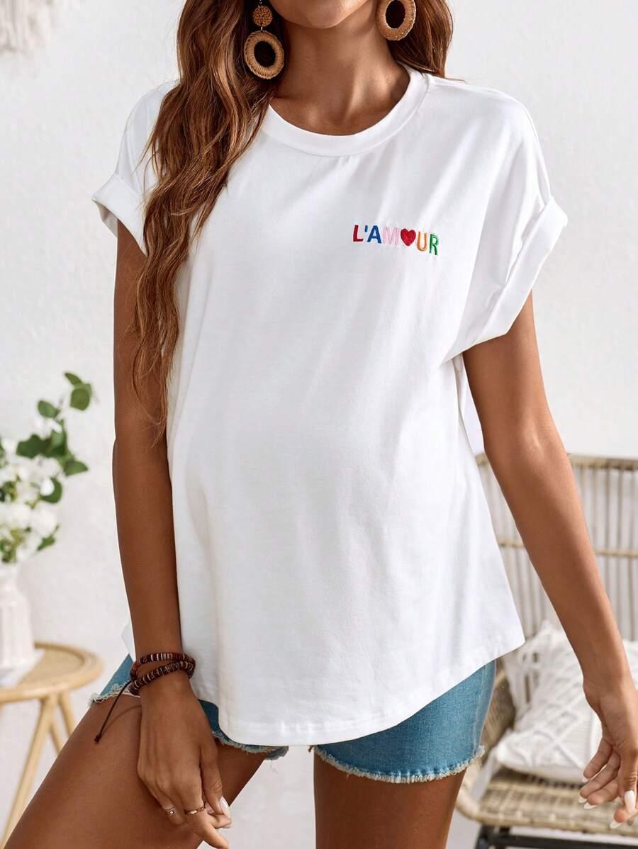BIAŁY T-SHIRT CIĄŻOWY NAPISY 