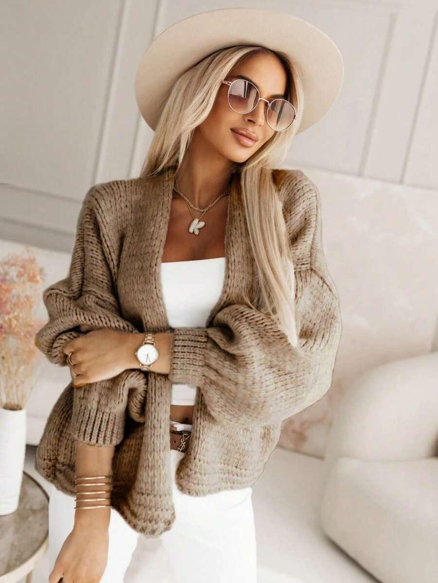 brązowy sweter kardigan