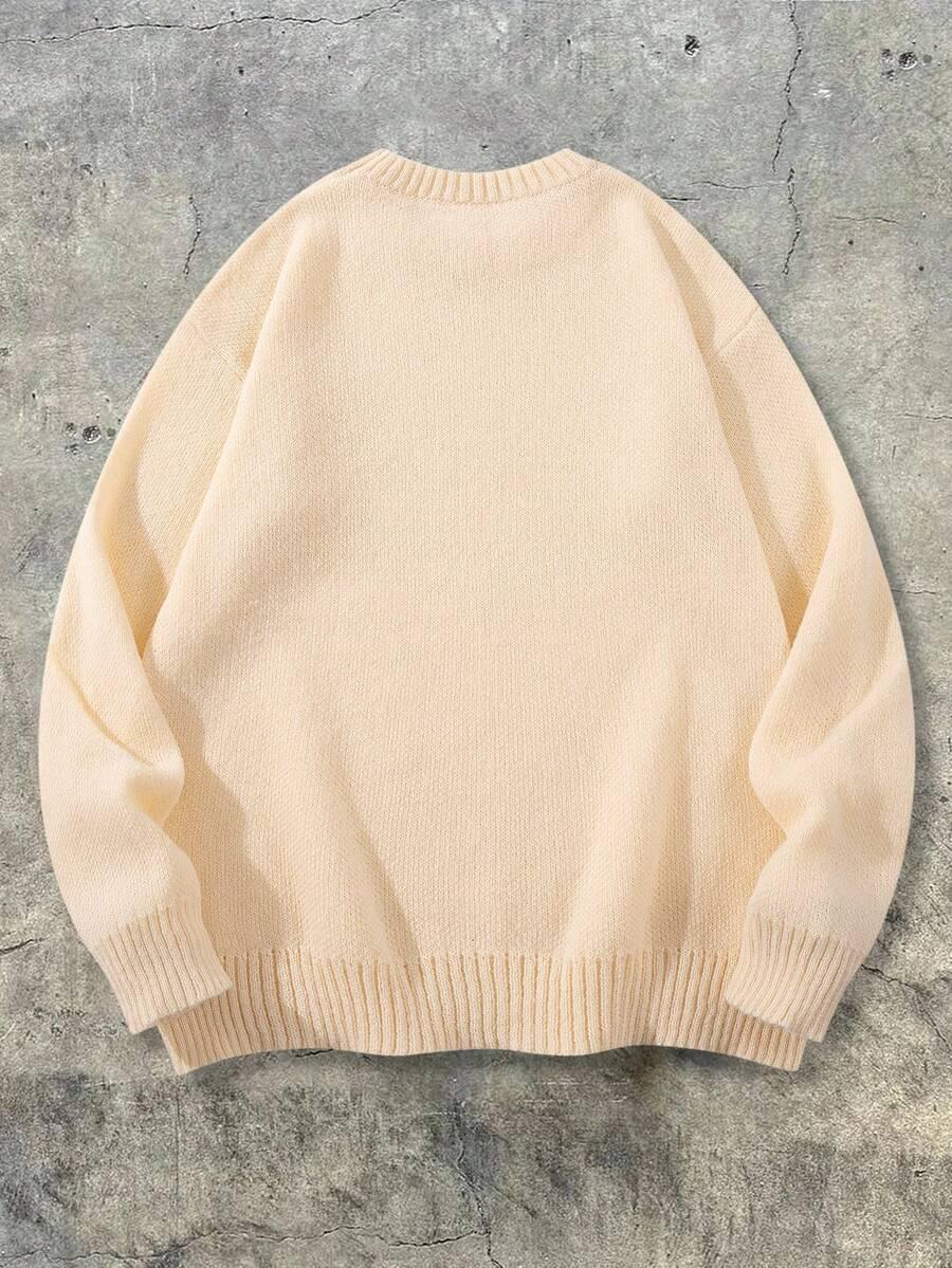 beżowy sweter okrągły dekolt