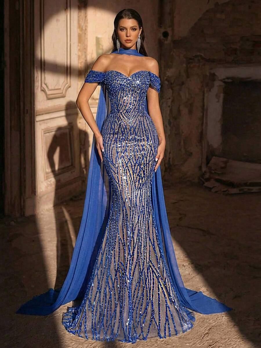 NIEBIESKA MAXI SUKIENKA