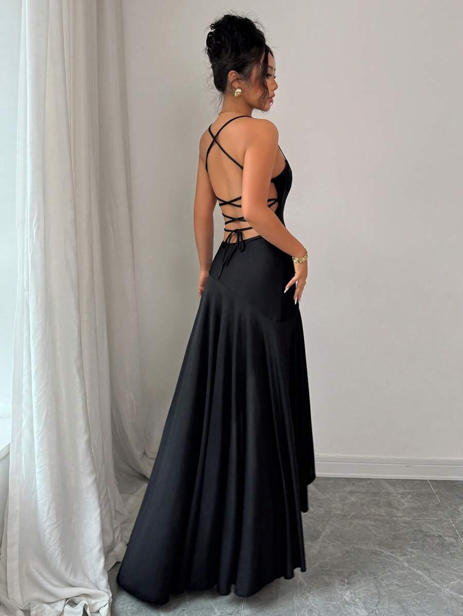 czarna sukienka maxi