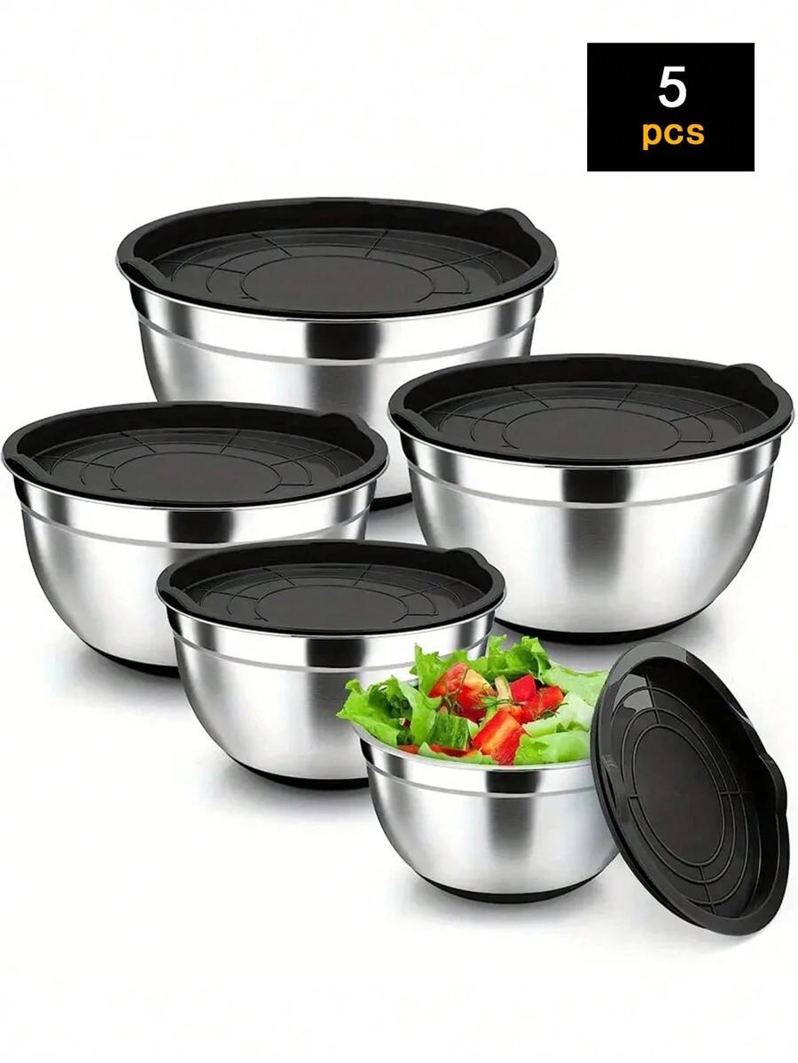 SREBRNA MISKA Z POKRYWKĄ 5-PACK 