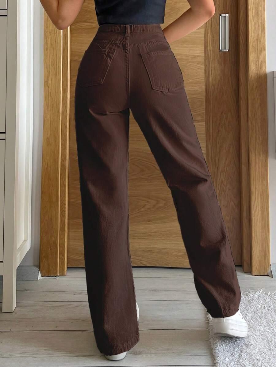 BRĄZOWE SPODNIE JEANS 