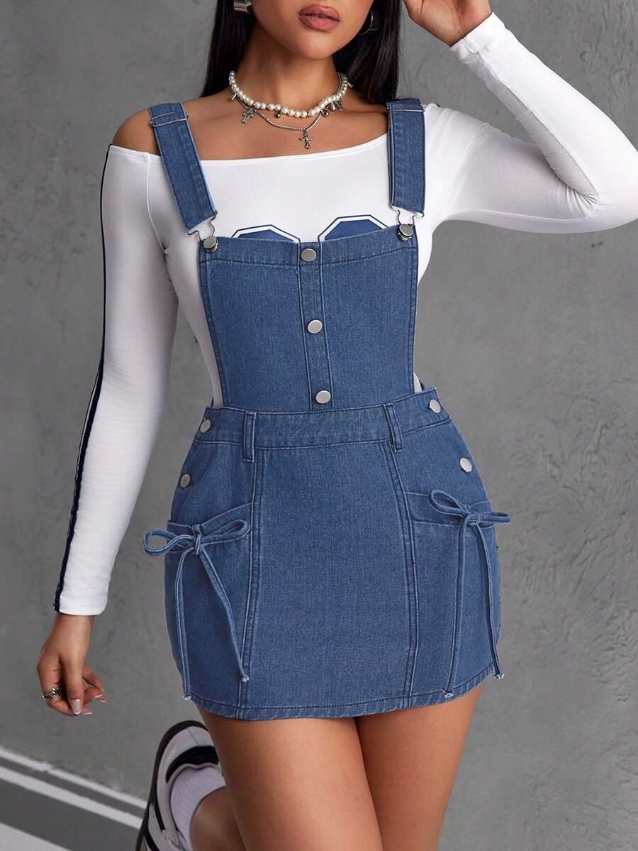 niebieska spódnica ogrodniczka jeans