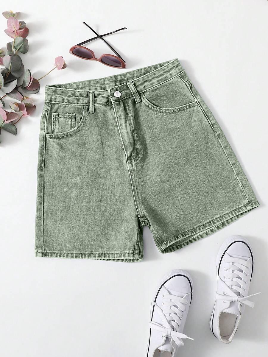 zielone spodenki jeans