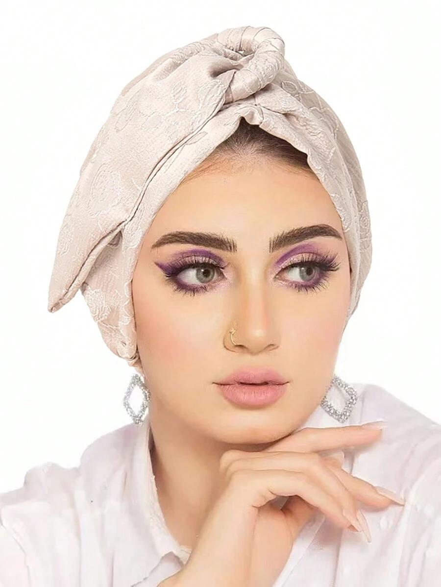 beżowy turban dla włosów