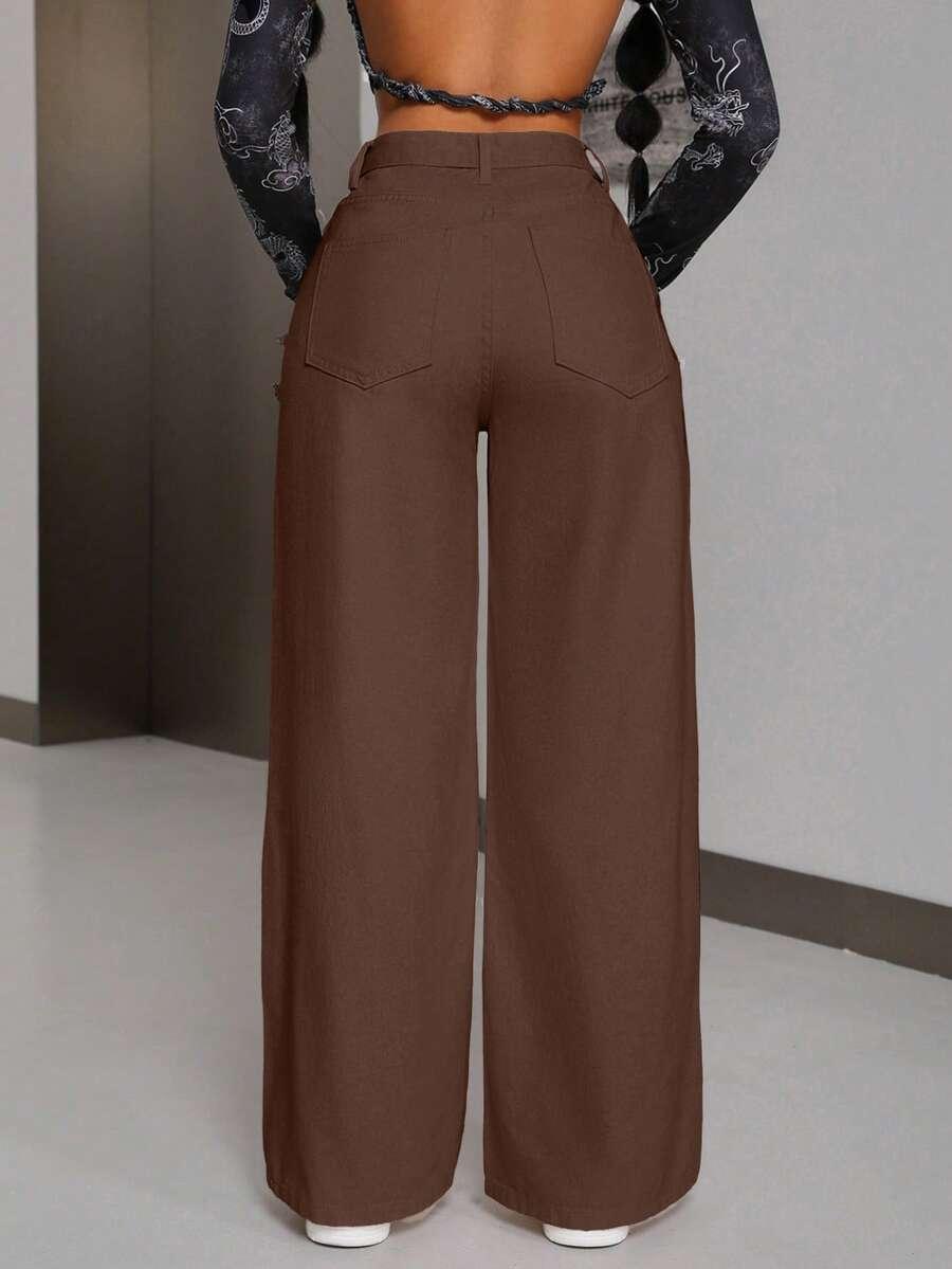 brązowe spodnie jeans