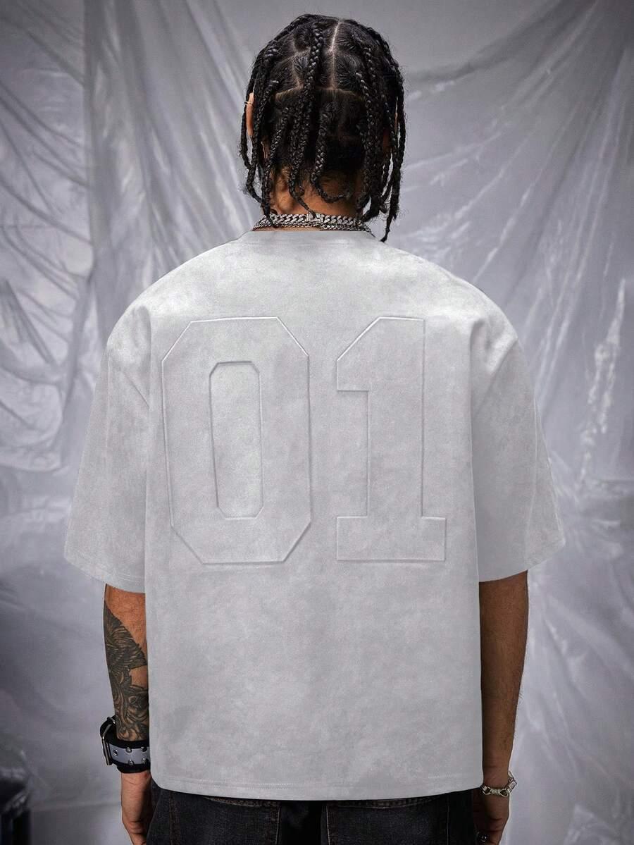 szary t-shirt okrągły dekolt