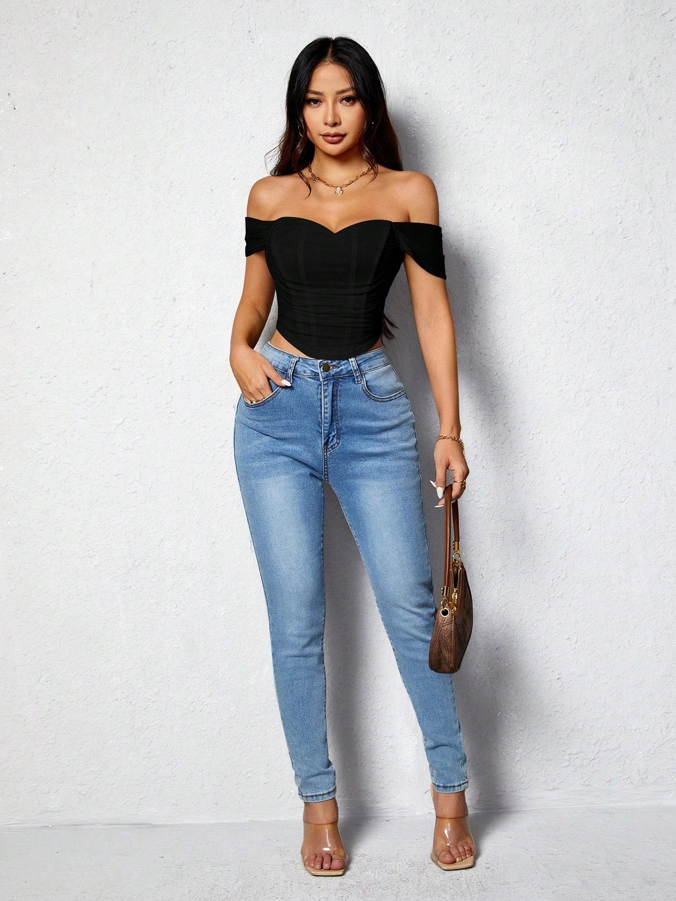 CZARNY TOP GORSET