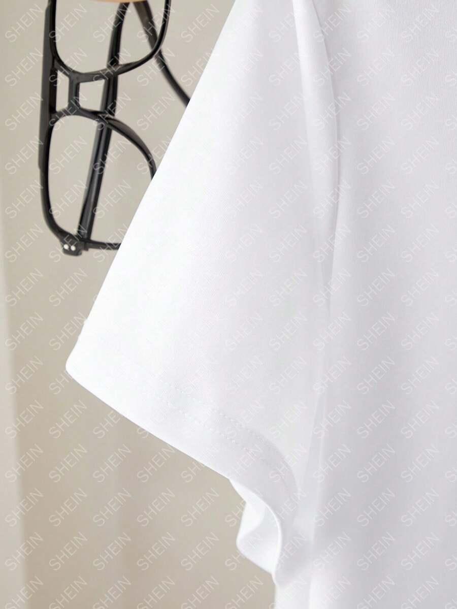 BIAŁY T-SHIRT OKRĄGŁY DEKOLT
