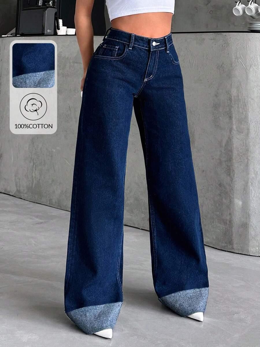 granatowe spodnie jeans