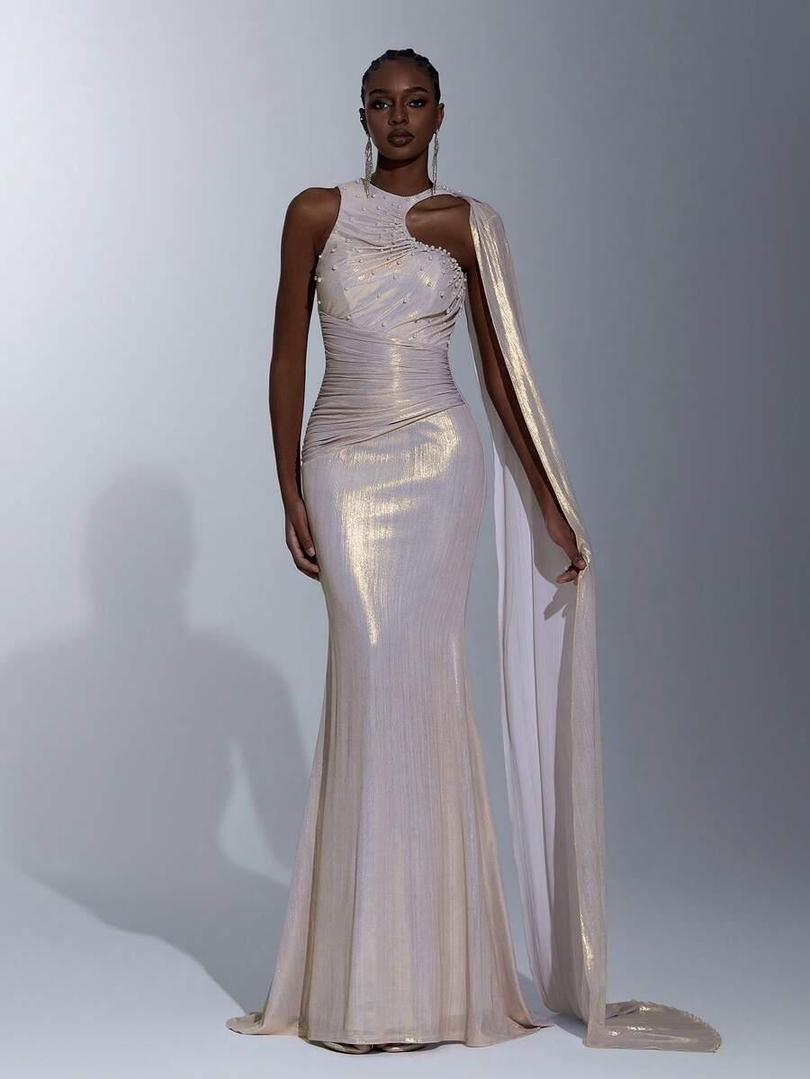 maxi sukienka zdobienie połysk