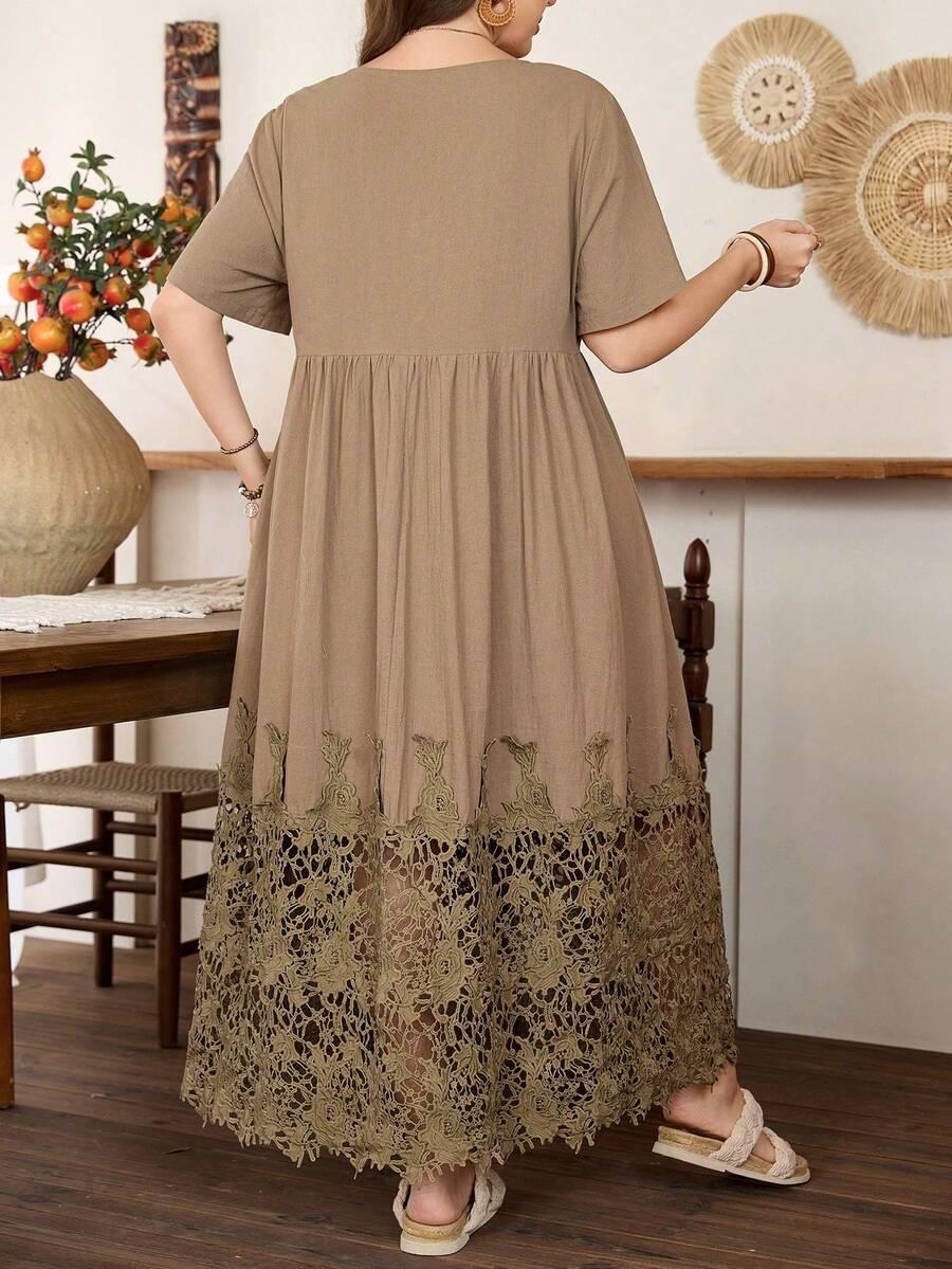 BRĄZOWA MAXI SUKIENKA