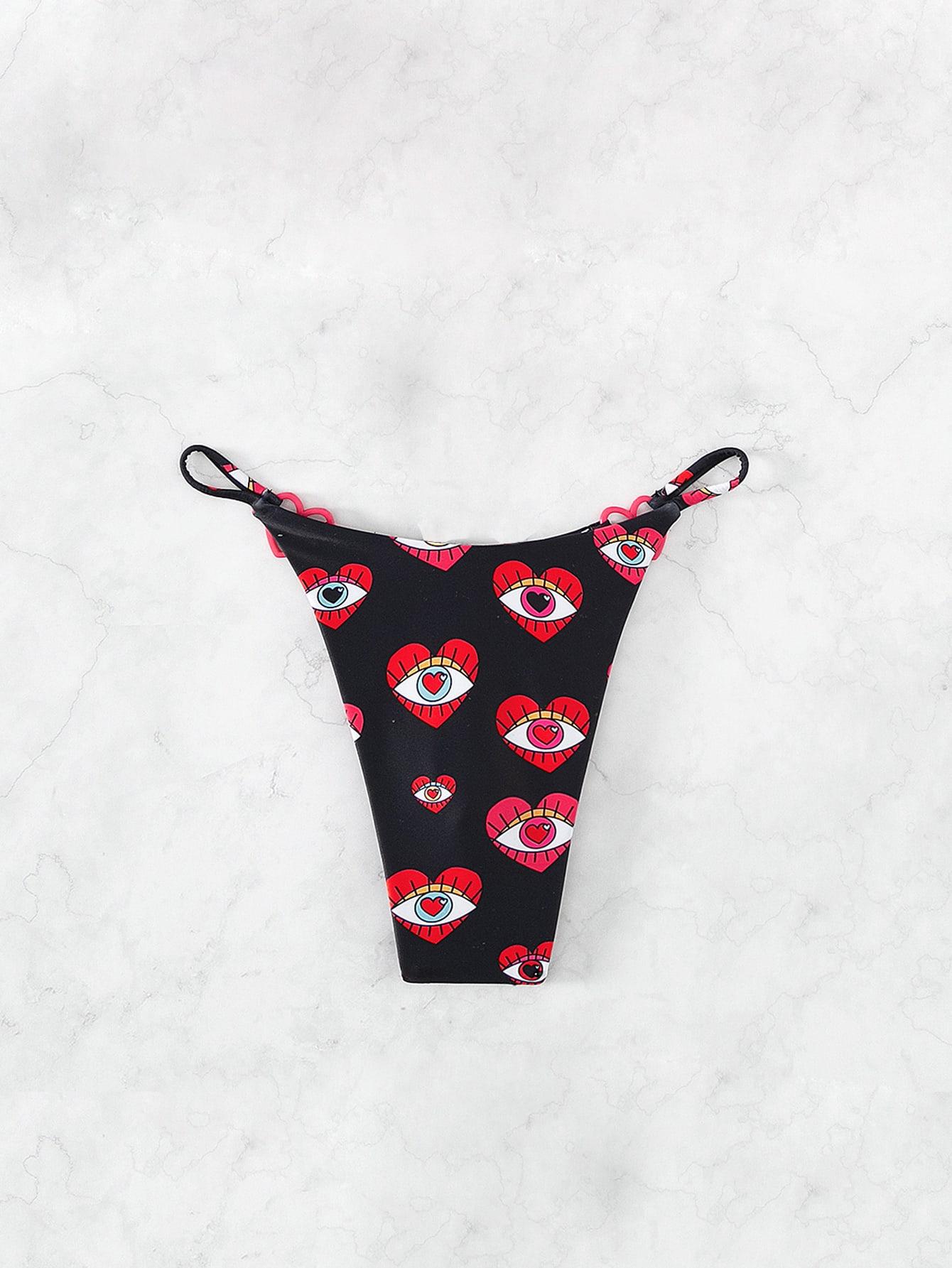 czarny dół od bikini print oko serce