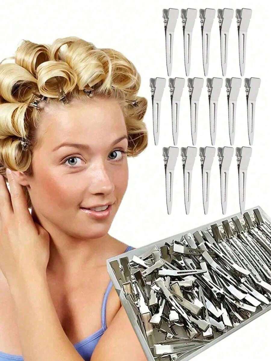 SREBRNE METALOWE KLIPSY DO WŁOSÓW 25-PACK