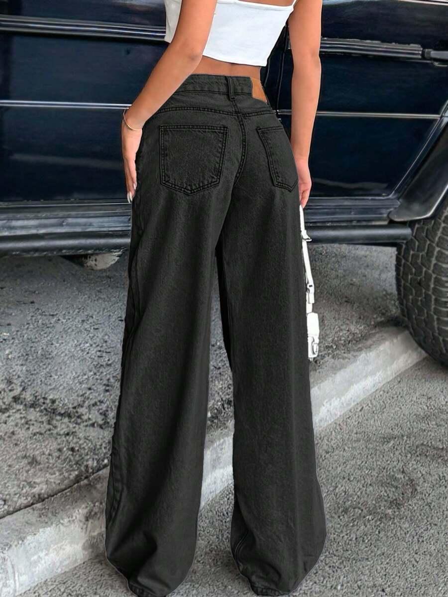 CZARNE SPODNIE JEANS 