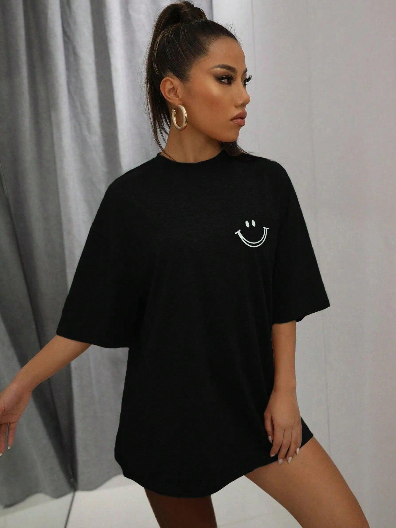 CZARNY T-SHIRT BASIC PRINT