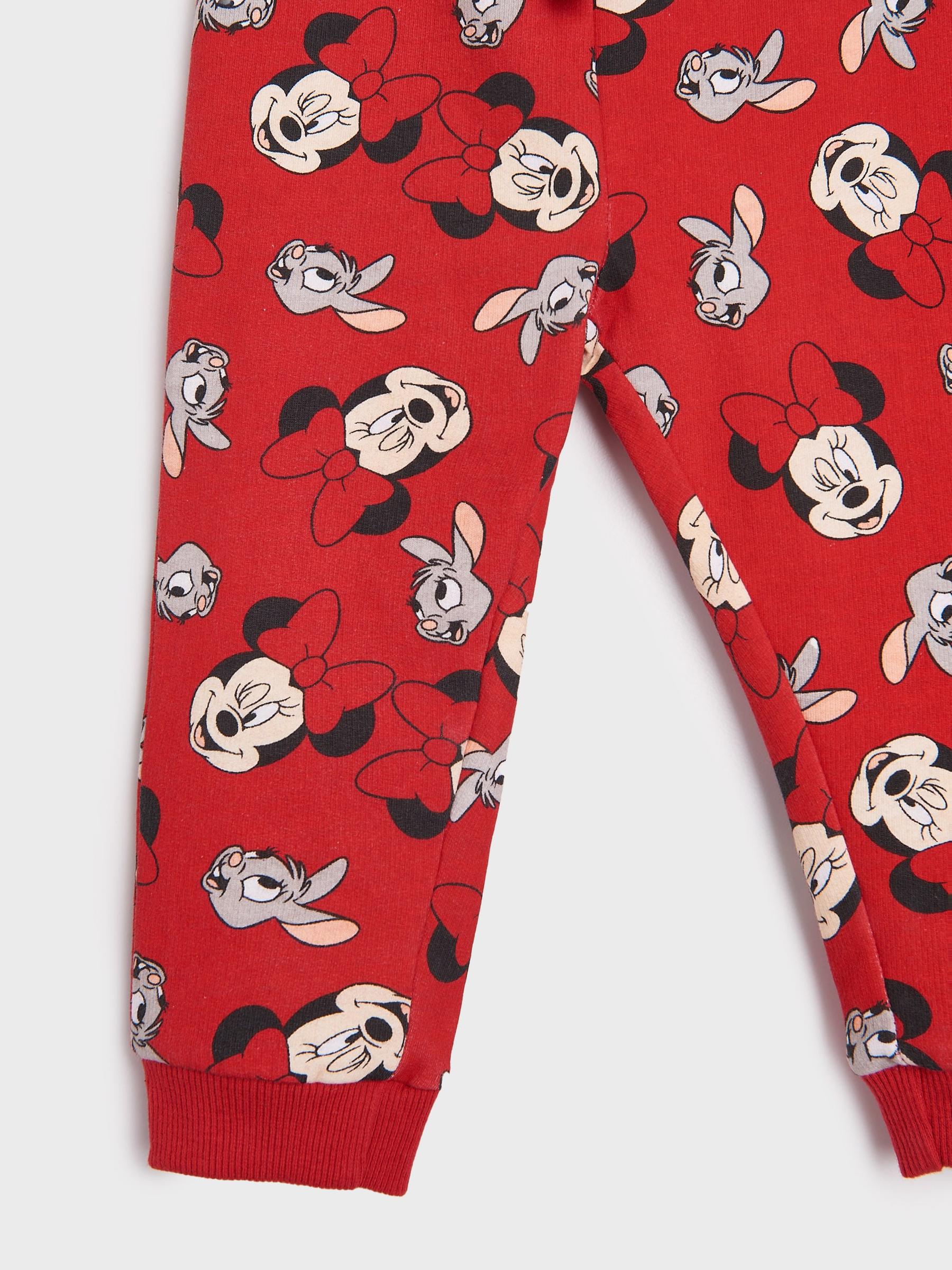 czerwone spodnie print disney