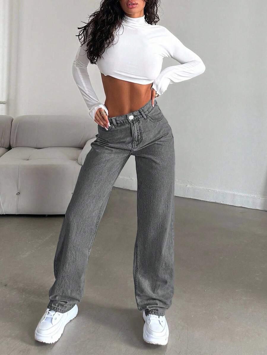 SZARE SPODNIE JEANS 