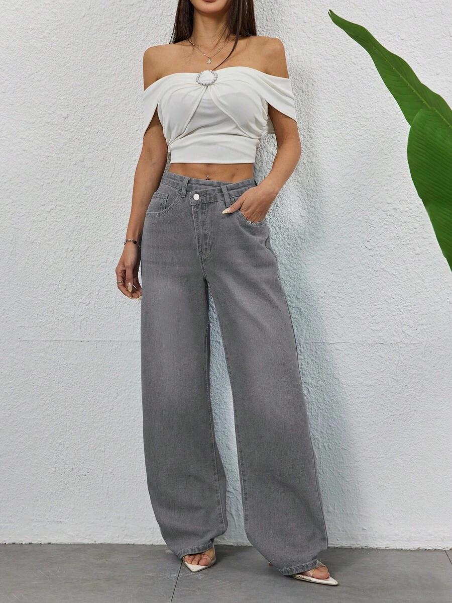 szare spodnie jeans 