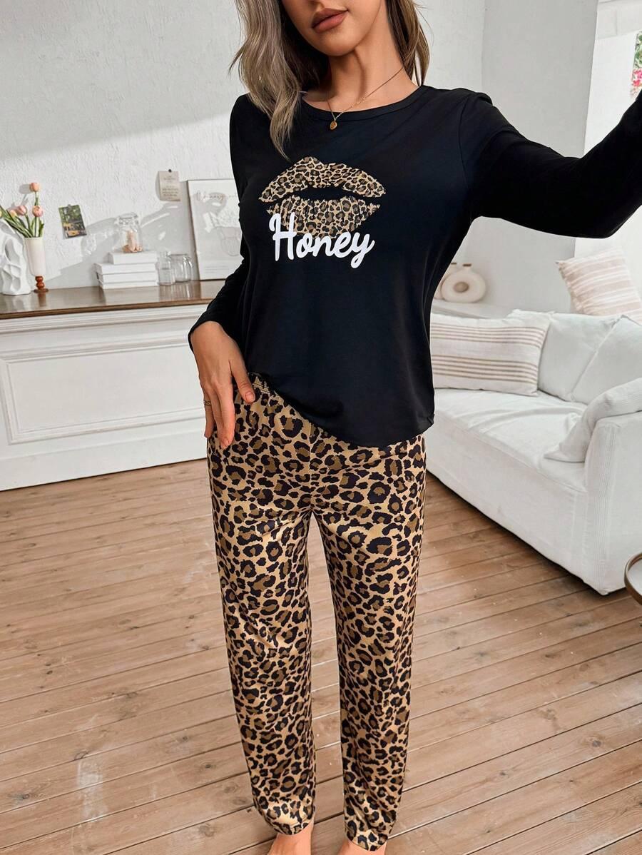 PIŻAMA KOMPLET spodnie bluzka animal print