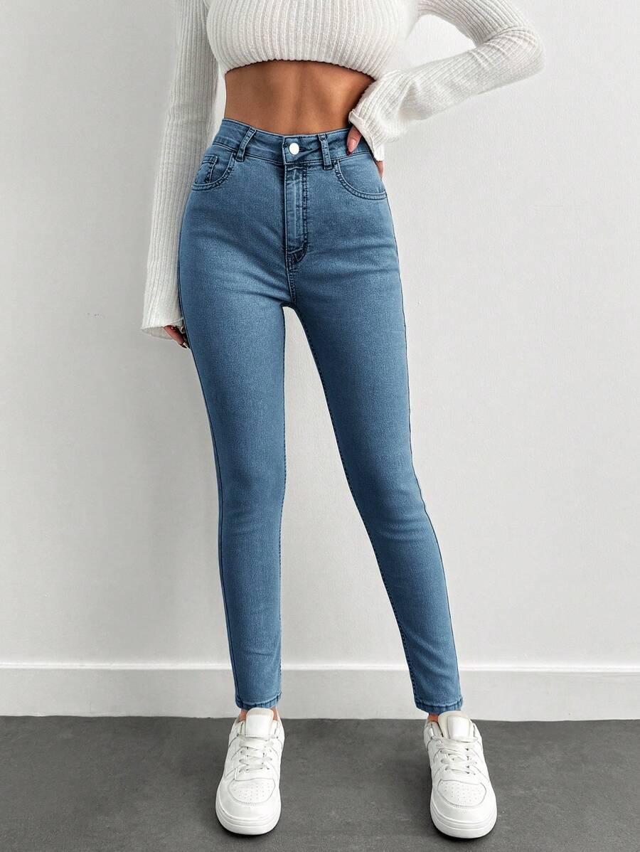 NIEBIESKIE SPODNIE JEANS WYSOKI STAN