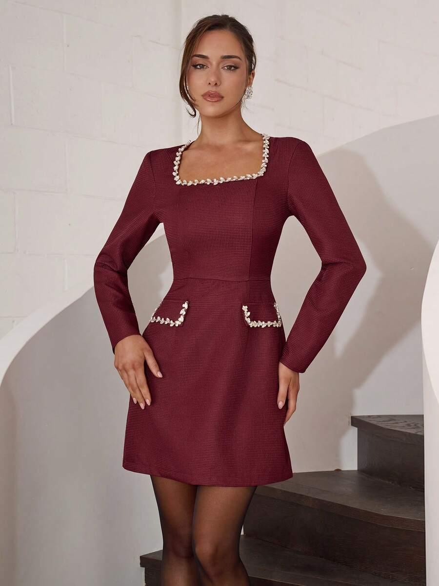 bordowa MINI SUKIENKA