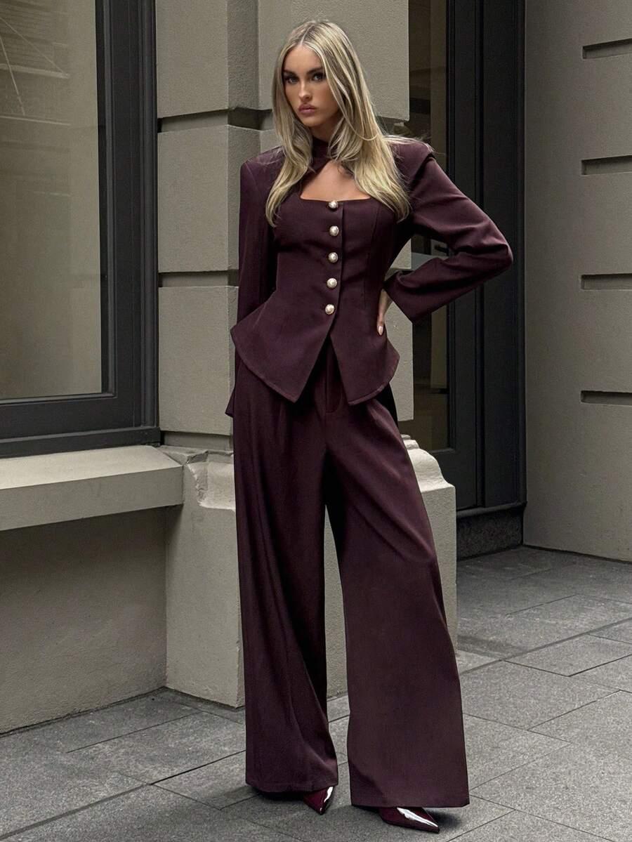 eleganckie bordowe spodnie