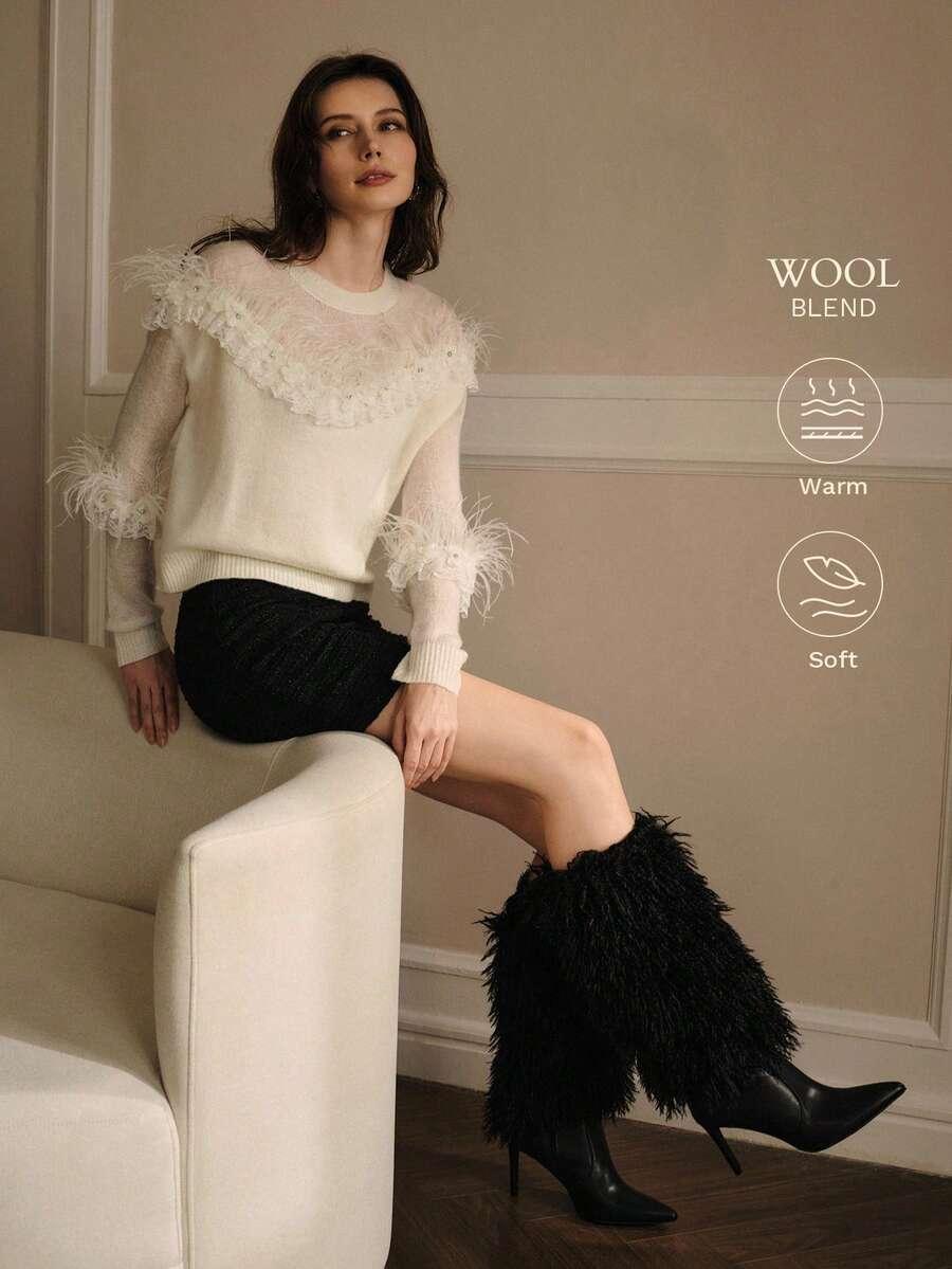 sweter z domieszką wełny