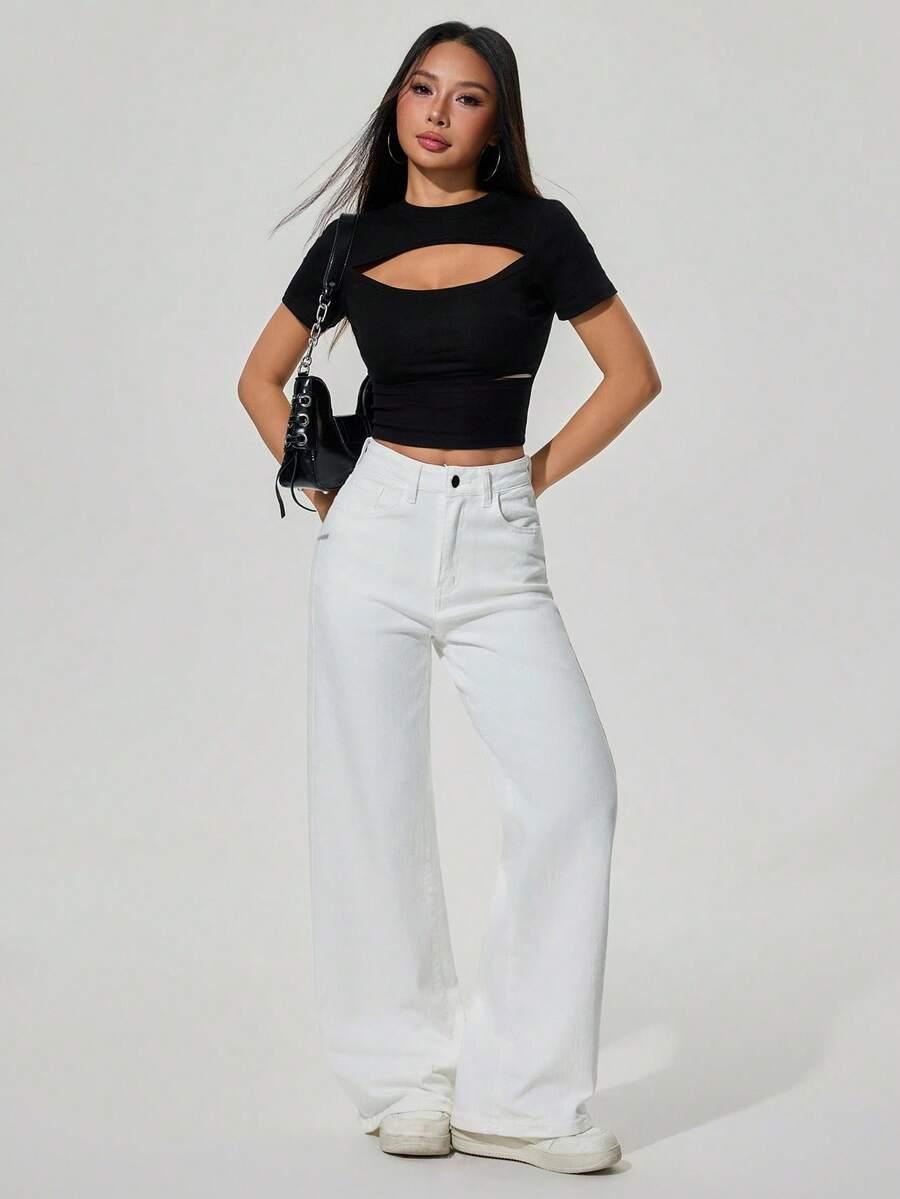BIAŁE SPODNIE JEANS