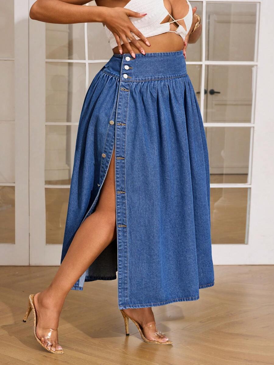 niebieska spódnica jeans
