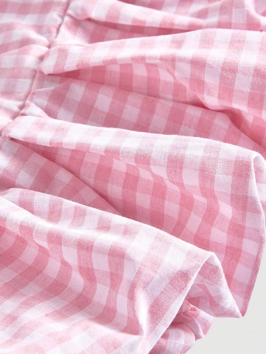 różowy top print kratka
