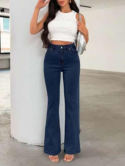 GRANATOWE SPODNIE JEANS