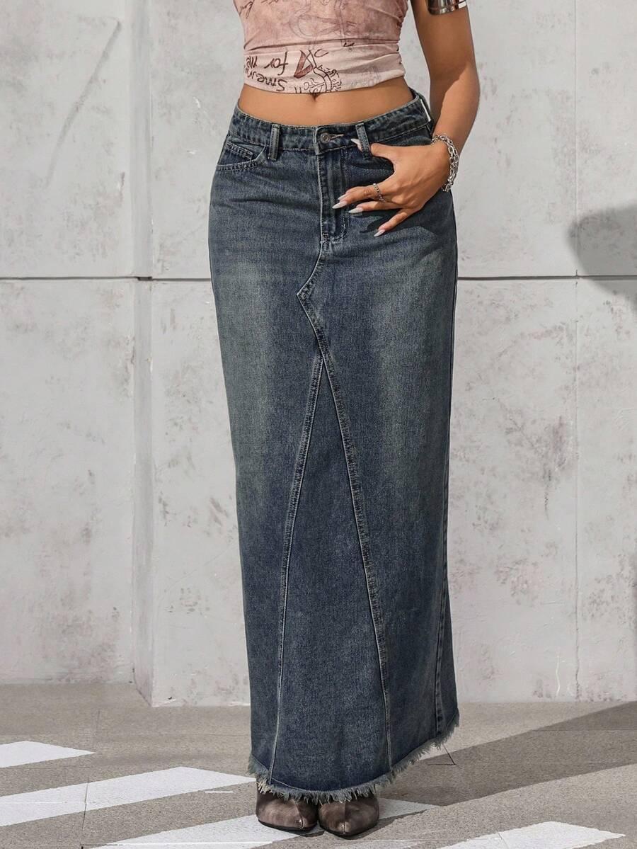niebieska spódnica jeans 