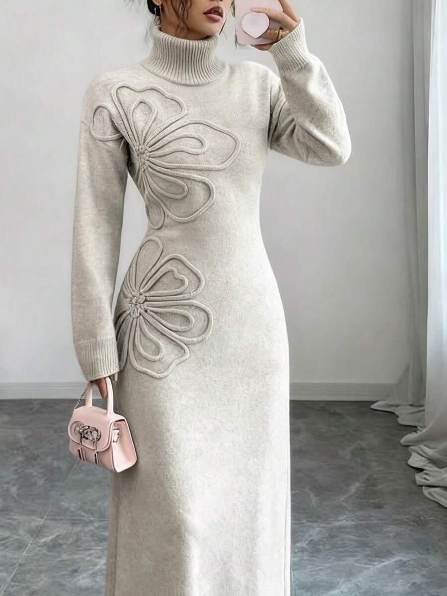 BEŻOWA MAXI SUKIENKA DZIANINA