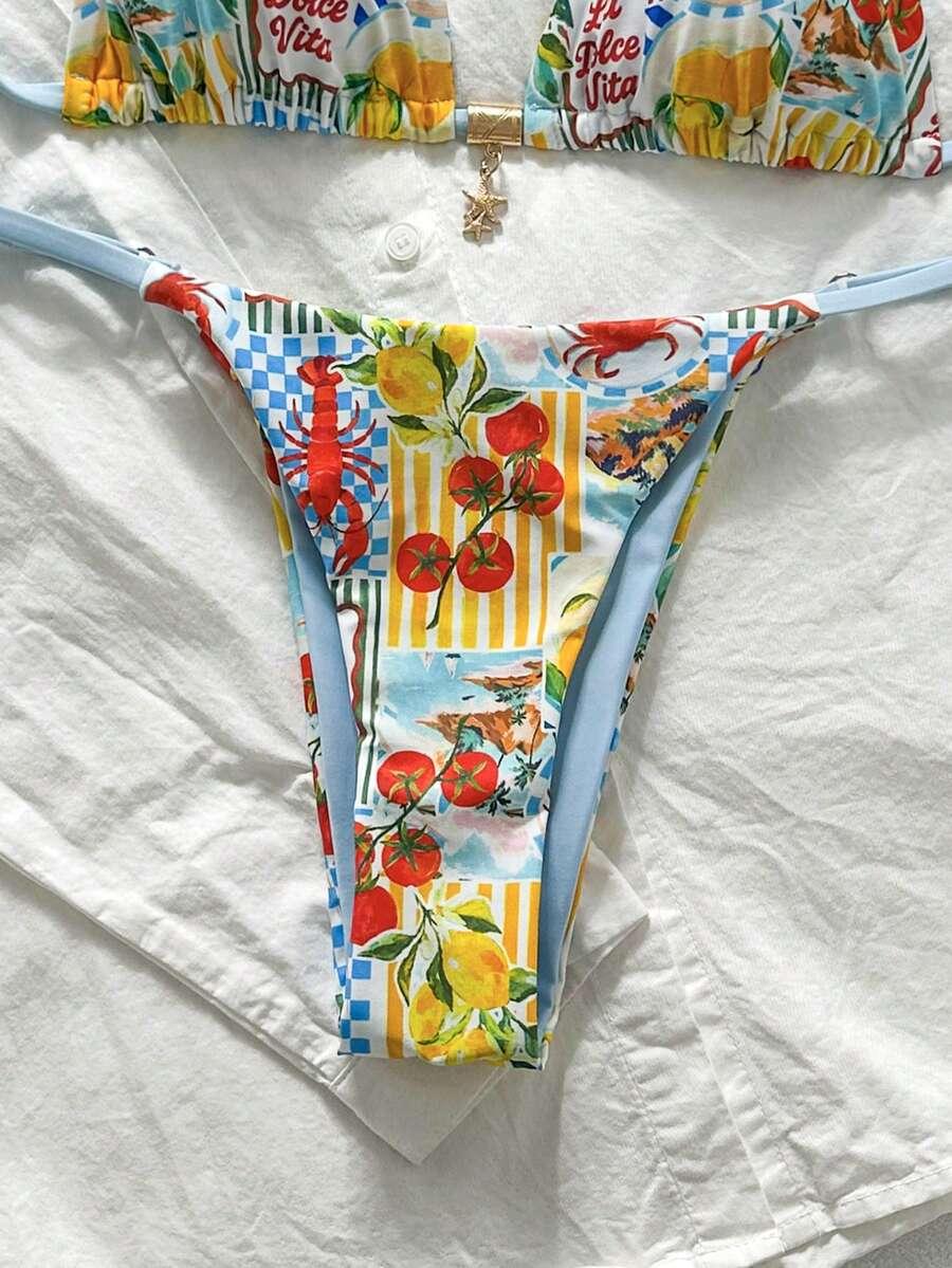 KOLOROWY STRÓJ KĄPIELOWY DWUCZĘŚCIOWY BIKINI