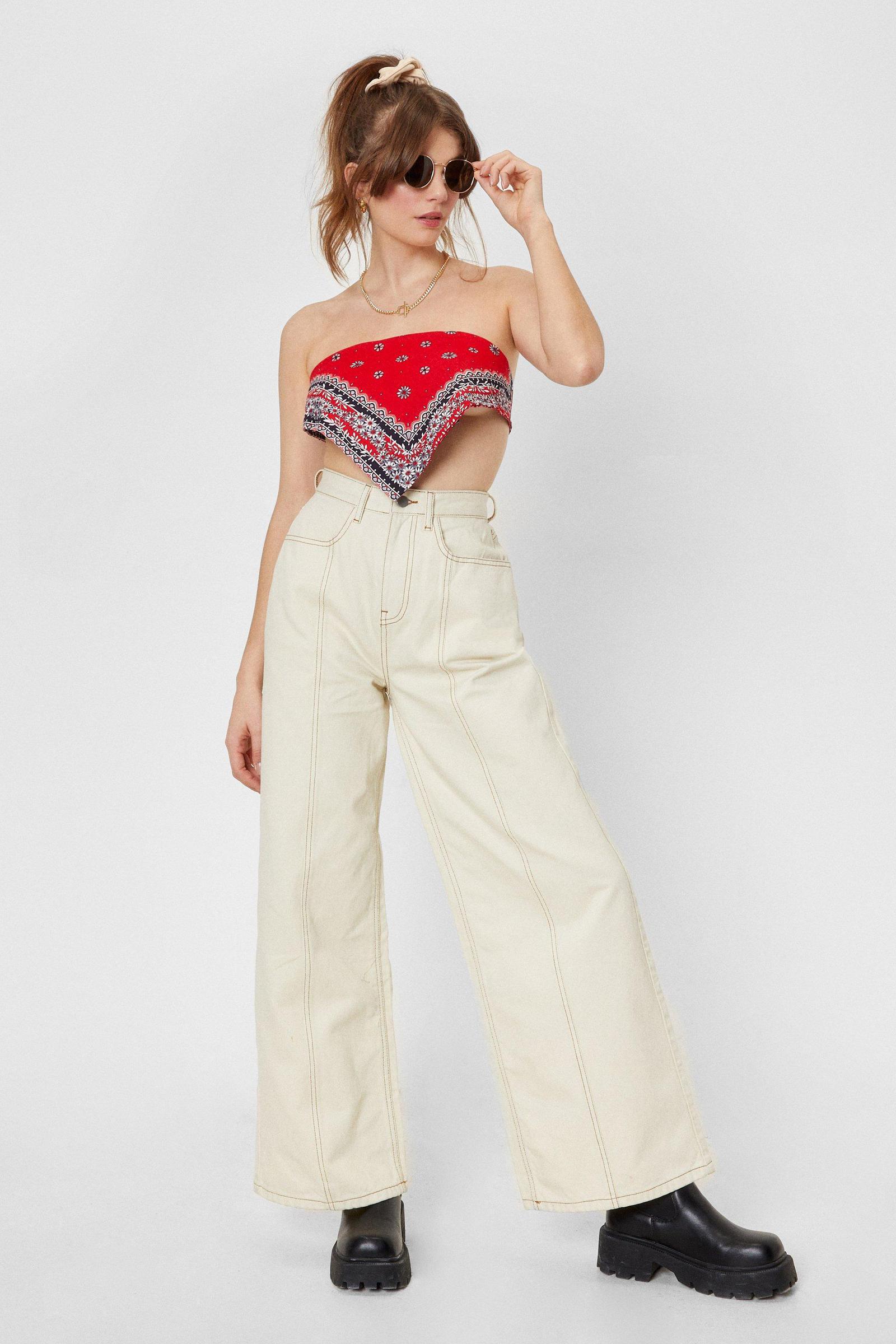 BEŻOWE SPODNIE JEANS WYSOKI STAN