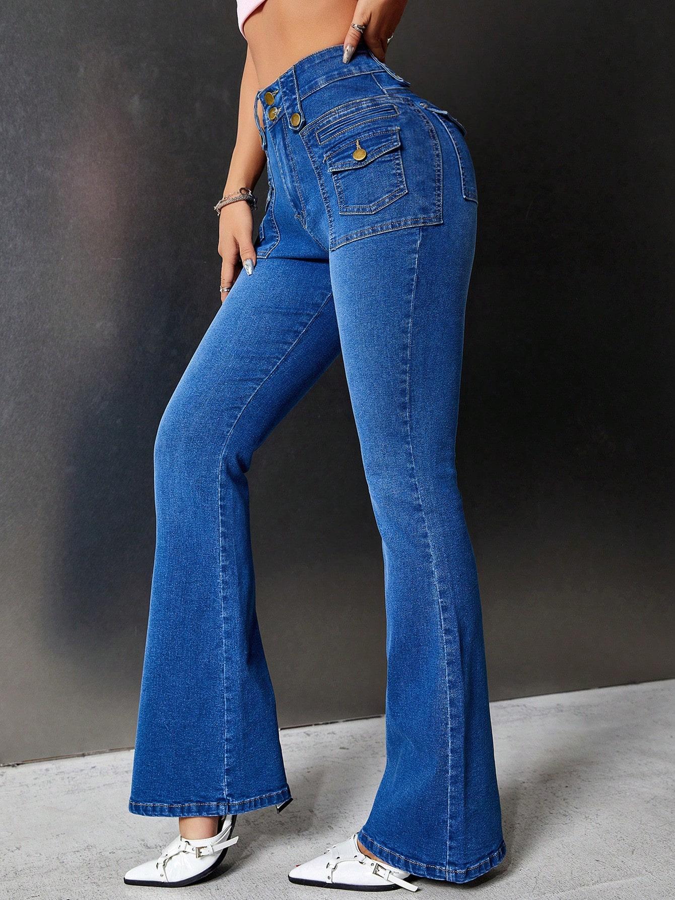 spodnie jeansowe z rozszerzanymi nogawkami flare dzwony