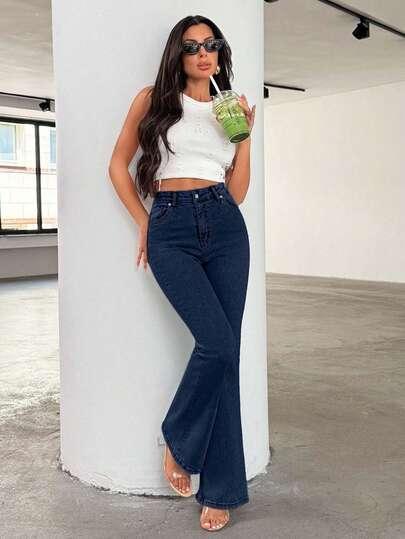 GRANATOWE SPODNIE JEANS