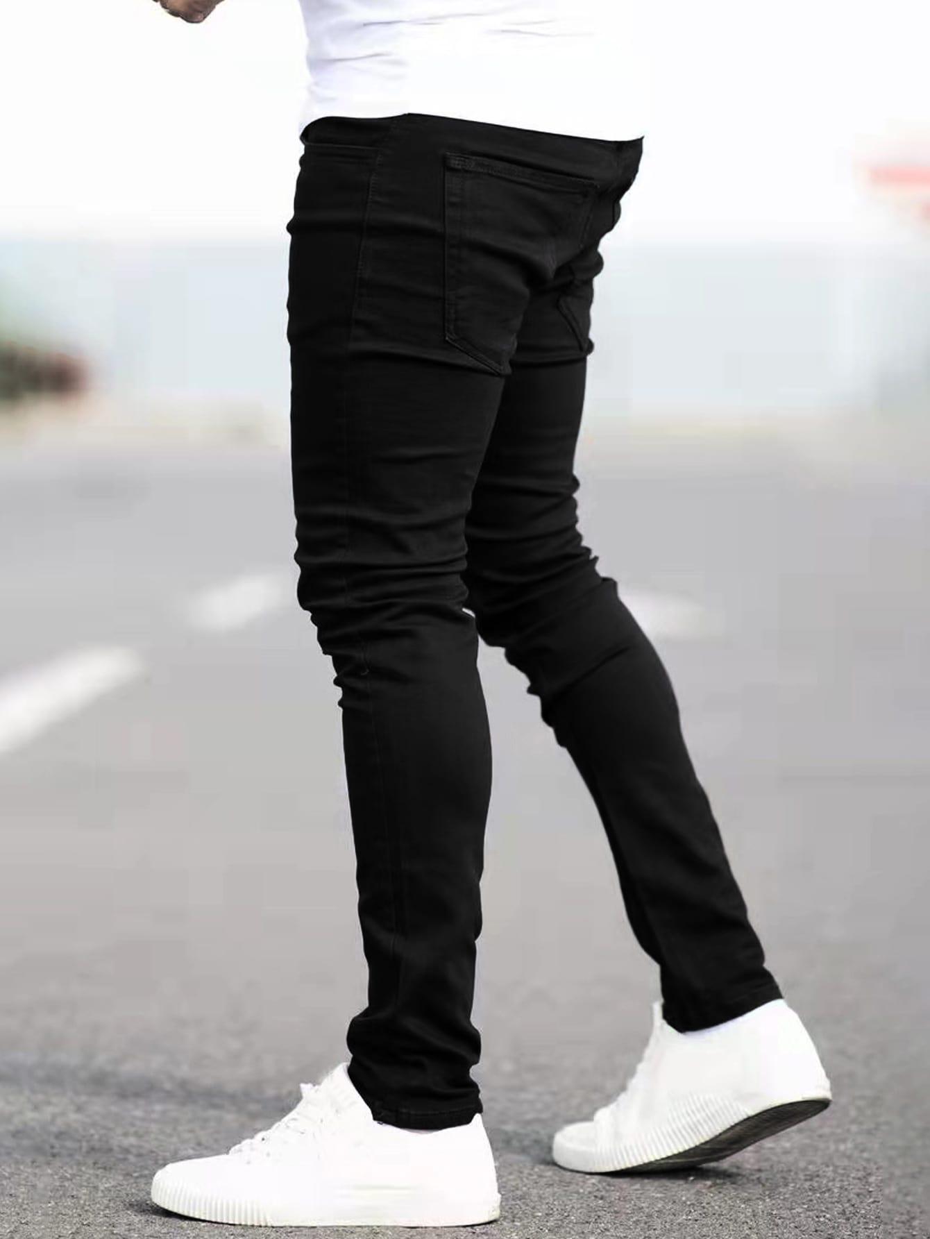 CZARNE SPODNIE  JEANS ZAMEK