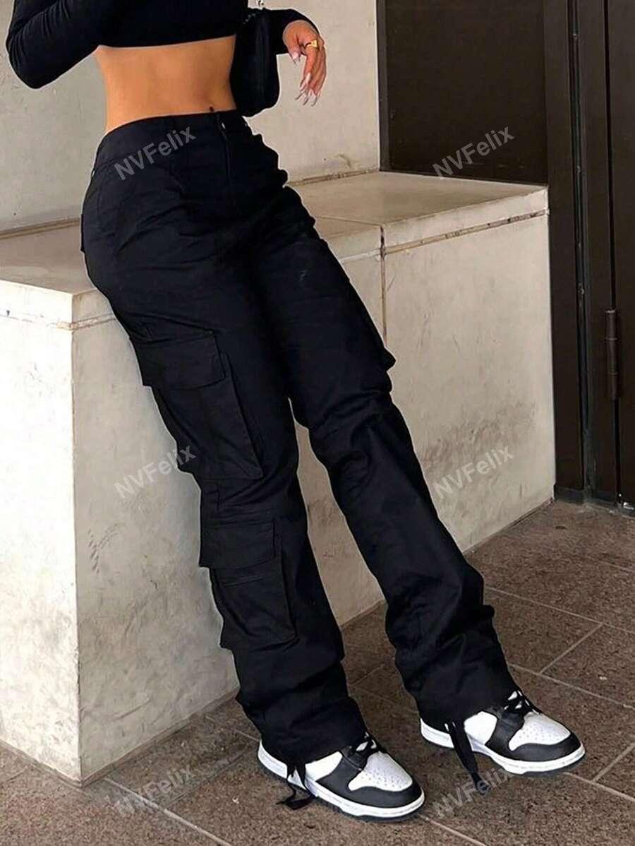 CZARNE SPODNIE CASUAL KIESZENIE