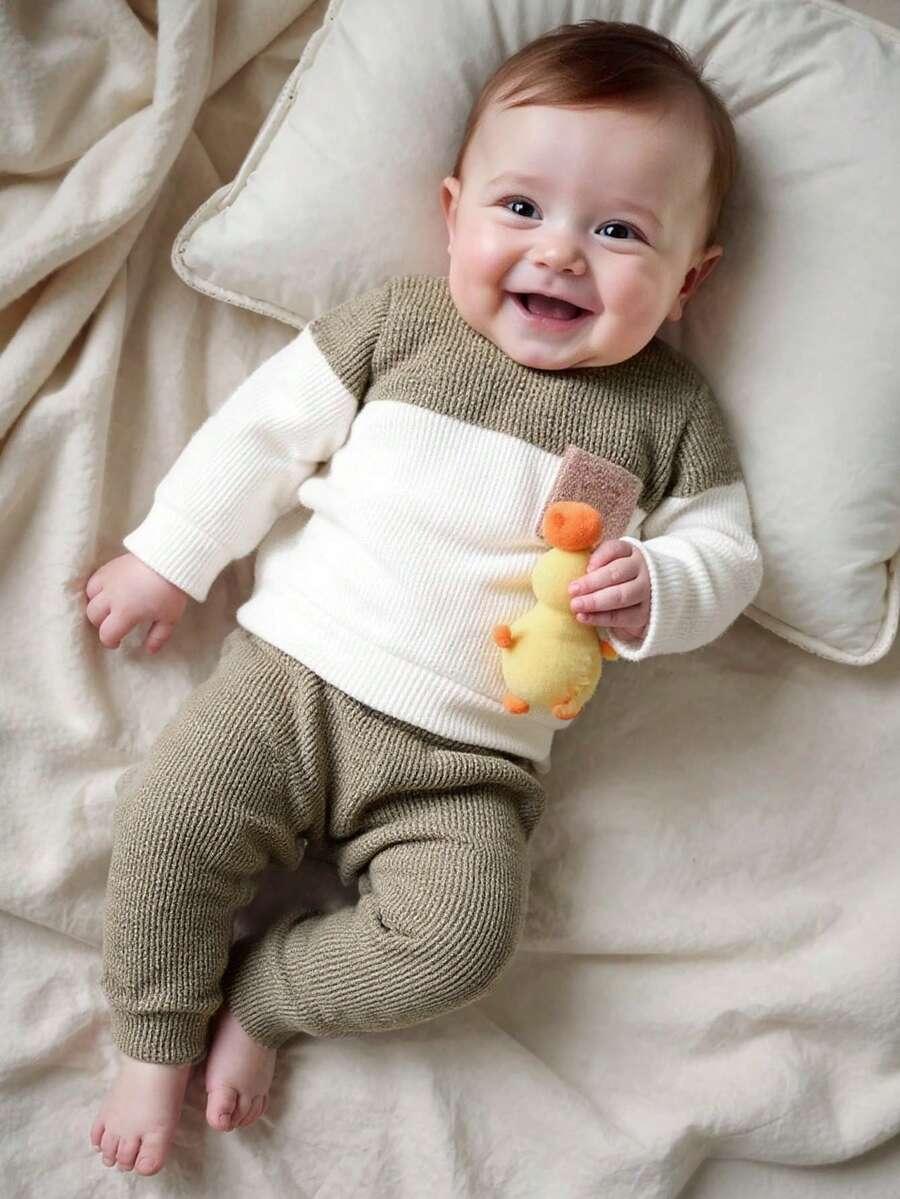 SWETER SPODNIE KOMPLET DZIANINOWY
