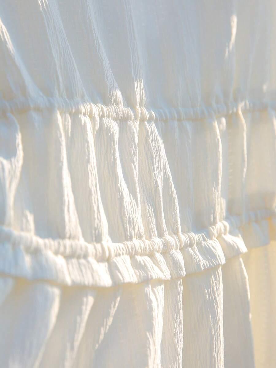 KREMOWA BLUZKA V-NECK