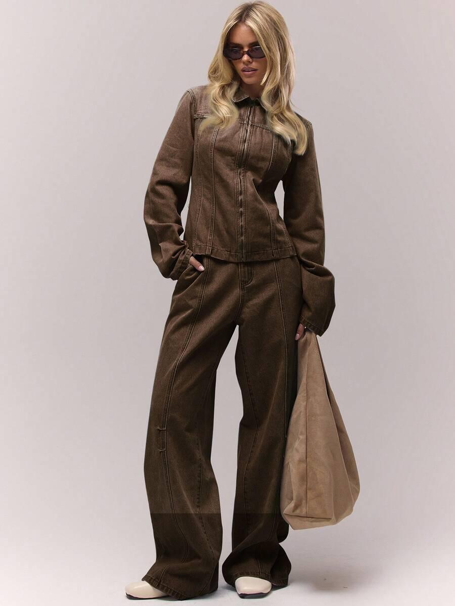 BRĄZOWA KURTKA JEANS