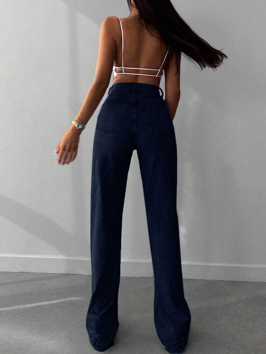 GRANATOWE SPODNIE JEANS 