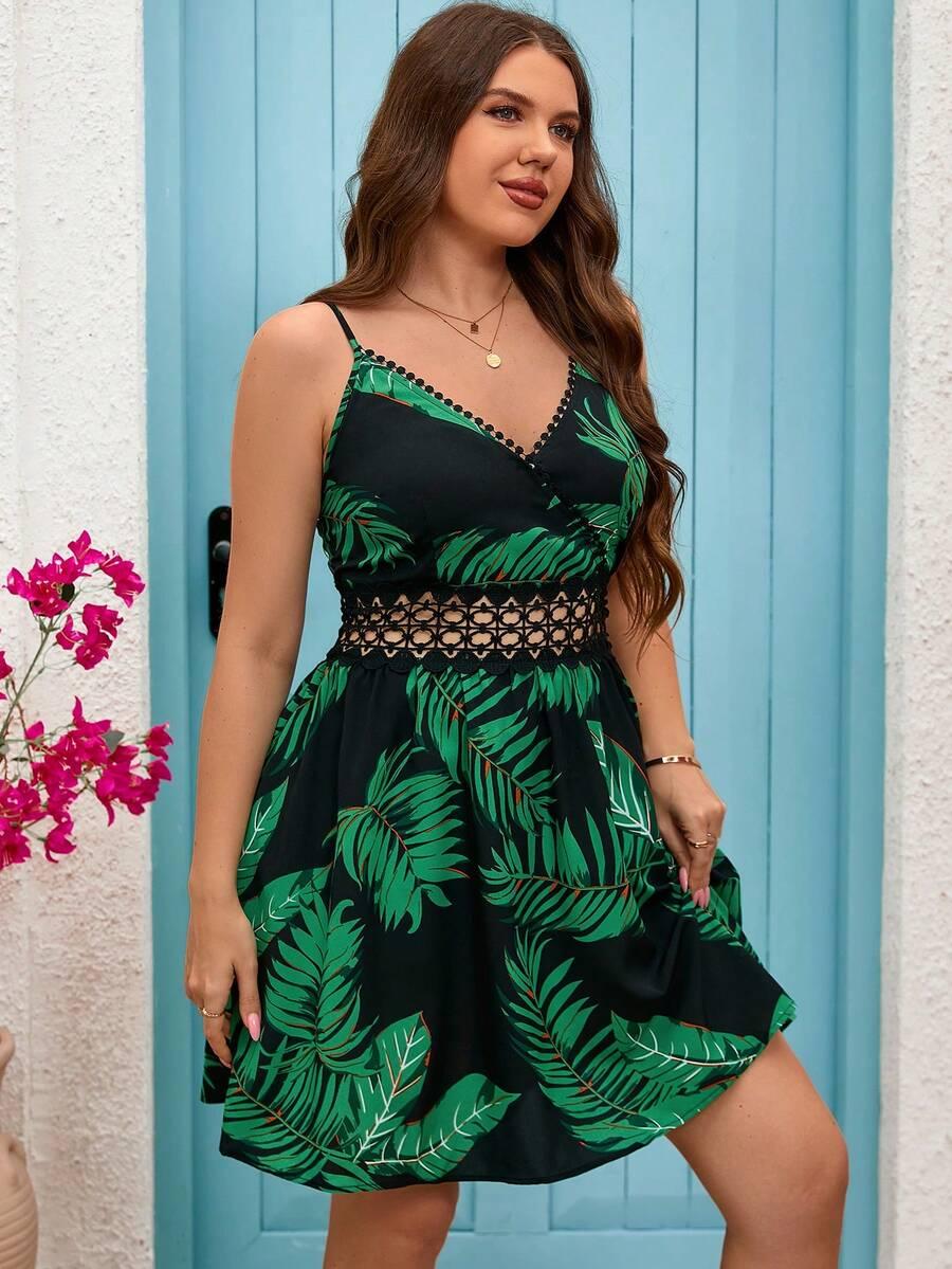 mini sukienka tropical print haft