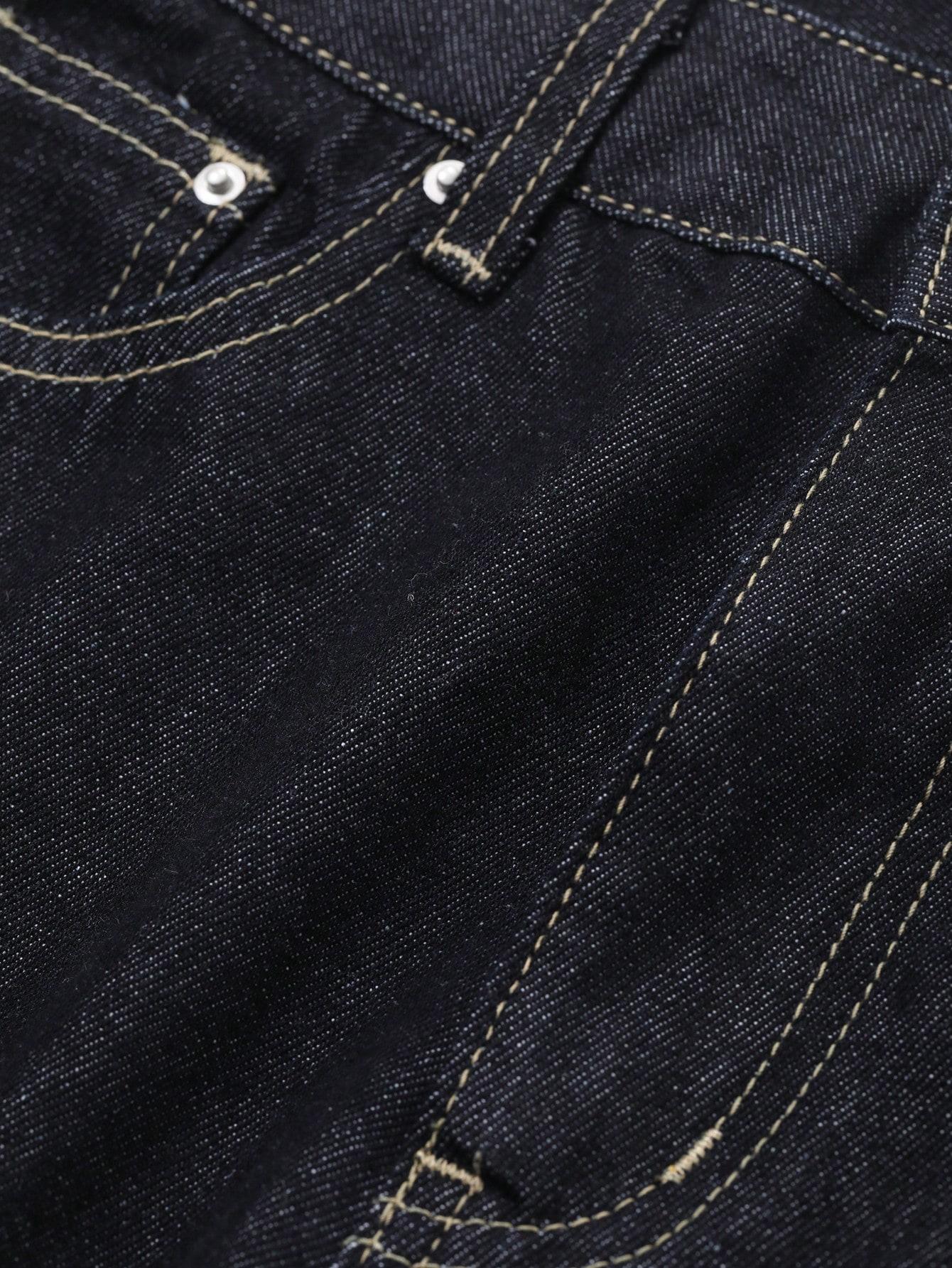 GRANATOWE SPODNIE JEANS PROSTA NOGAWKA 