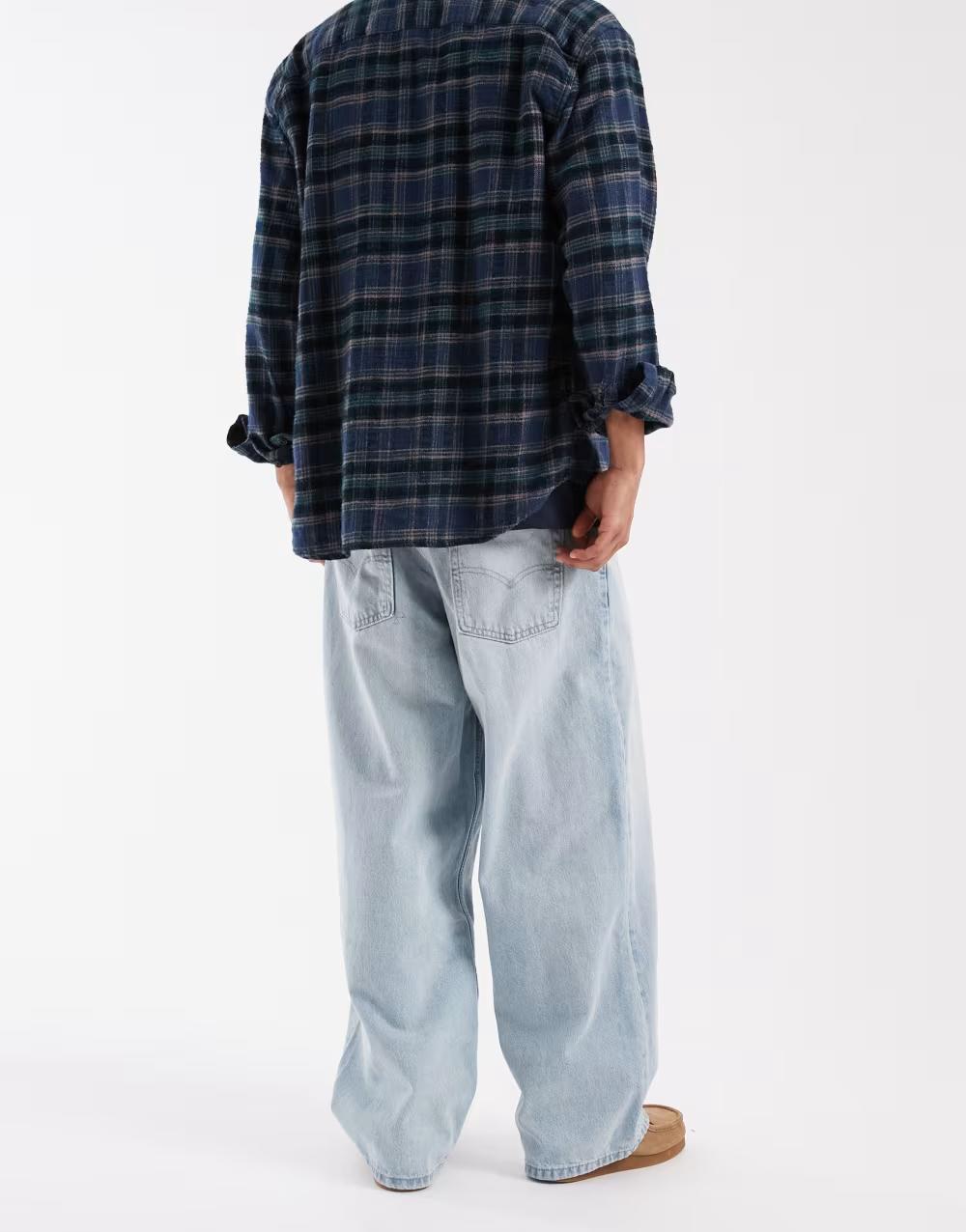 NIEBIESKIE SPODNIE BAGGY JEANS SZEROKIE NOGAWKI