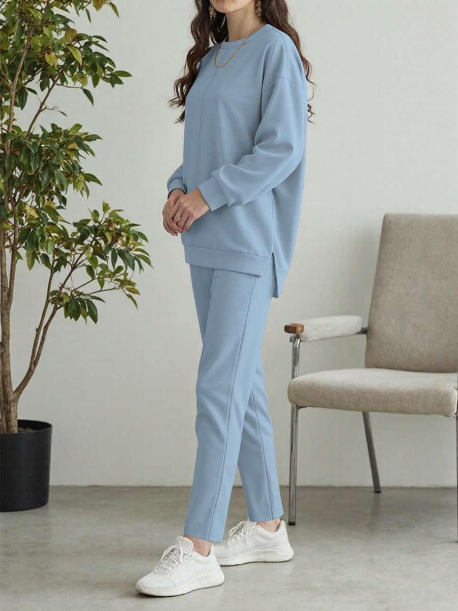 niebieski komplet bluza spodnie