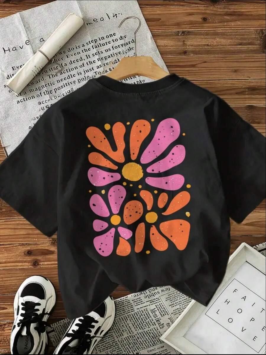 czarny t-shirt nadruk